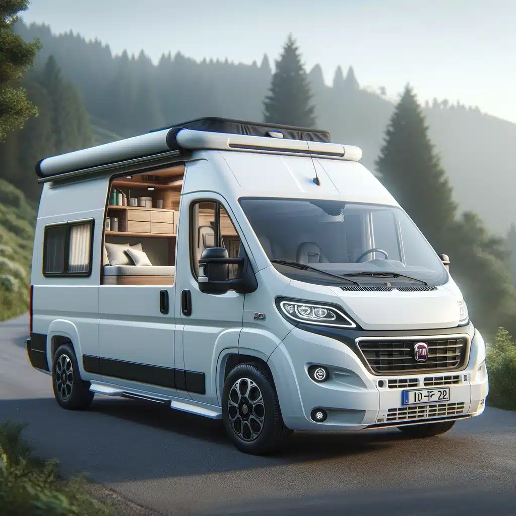 Camping-car moderne en montagne.