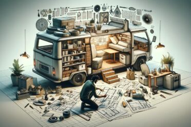 Conception de van aménagé et plans d'architecture.