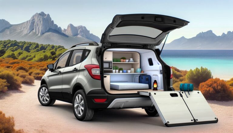 SUV équipé camping en nature.
