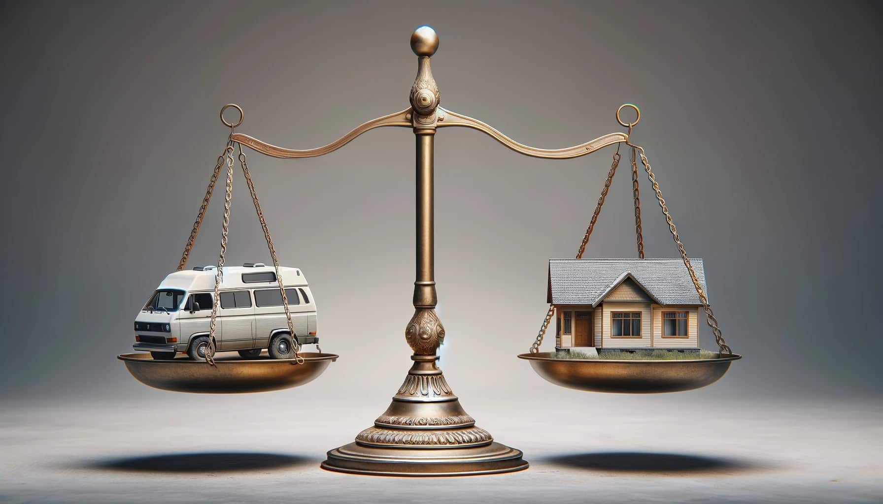 Balance avec maison et camping-car.