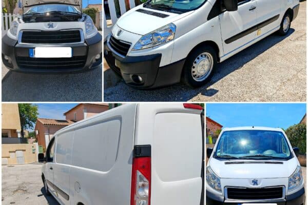 Kastenwagennette Peugeot weiß aus verschiedenen Winkeln.