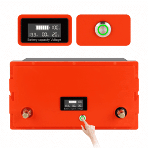 Boîtier batterie orange avec affichage de capacité