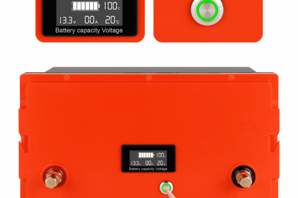 Boîtier batterie orange avec affichage de capacité