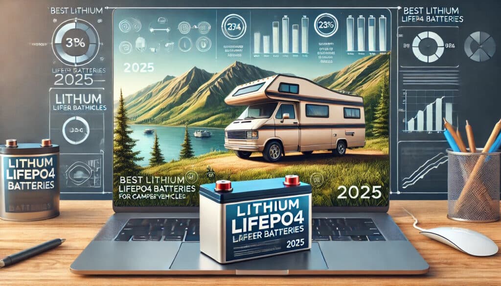 Affiche promotionnelle batteries lithium pour véhicules de loisirs