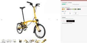 Vélo pliant jaune sur fond blanc