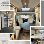 Intérieur moderne de camping-car lumineux et équipé