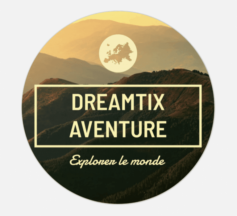 Logo Dreamtix Aventure avec montagnes et lune