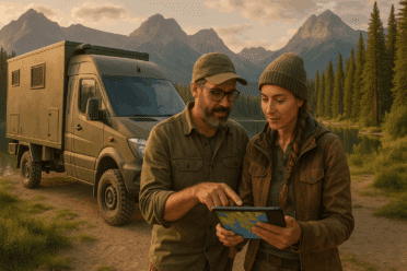 Couple planifiant un voyage avec une carte.