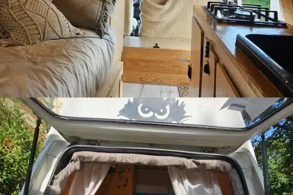 Bequeme Innenausstattung eines Campervan für das Camping.