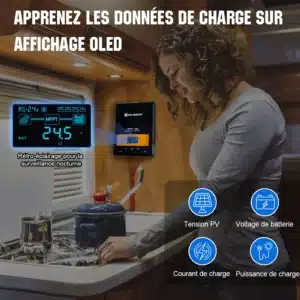 60A MPPT OLED Affichage Régulateur de Charge Solaire