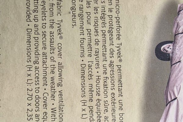 Texte descriptif housse voiture Tyvek micro-perforée