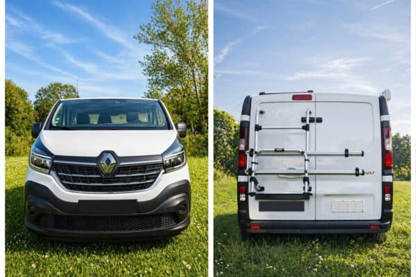 Fourgon blanc vu de face et arrière