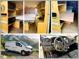 Fourgon aménagé avec lit et kitchenette compacte