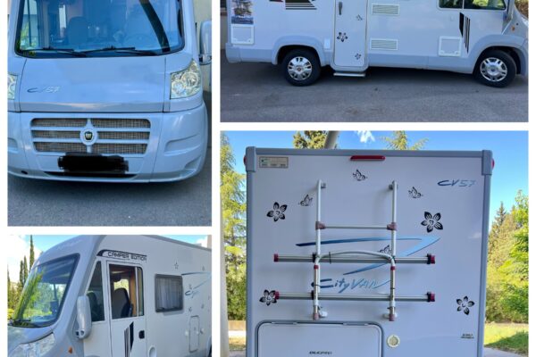 Camping-car CityVan blanc, vues avant, côté, arrière