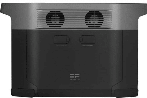 Station électrique portable EcoFlow avec ventilateurs visibles