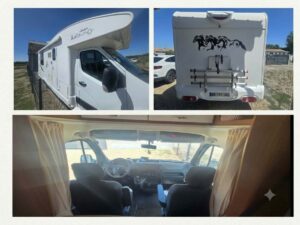Camping-car blanc extérieur et cabine intérieure