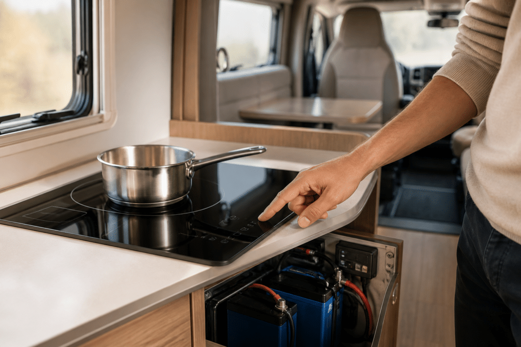 Plaque induction camping-car : électricité, batteries et alternatives