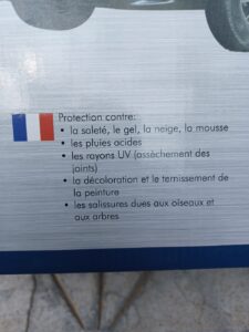 Protection carrosserie contre intempéries et salissures diverses.