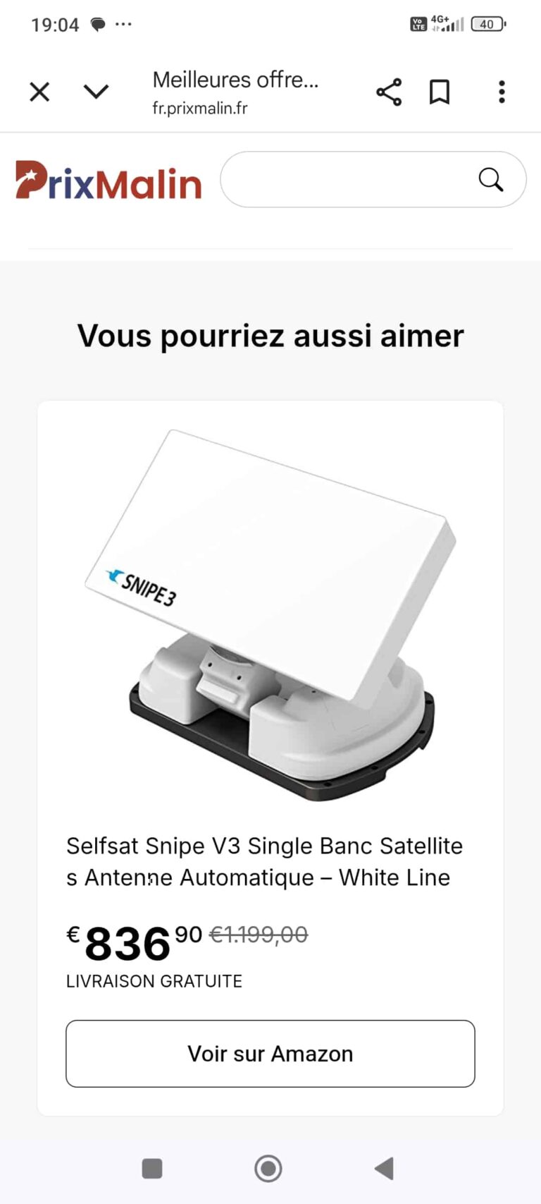 Antenne satellite Selfsat Snipe V3 en promotion