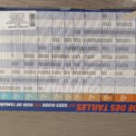 Guida alle taglie degli indumenti visualizzata orizzontalmente.