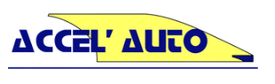 Logo jaune et bleu d'Accel' Auto