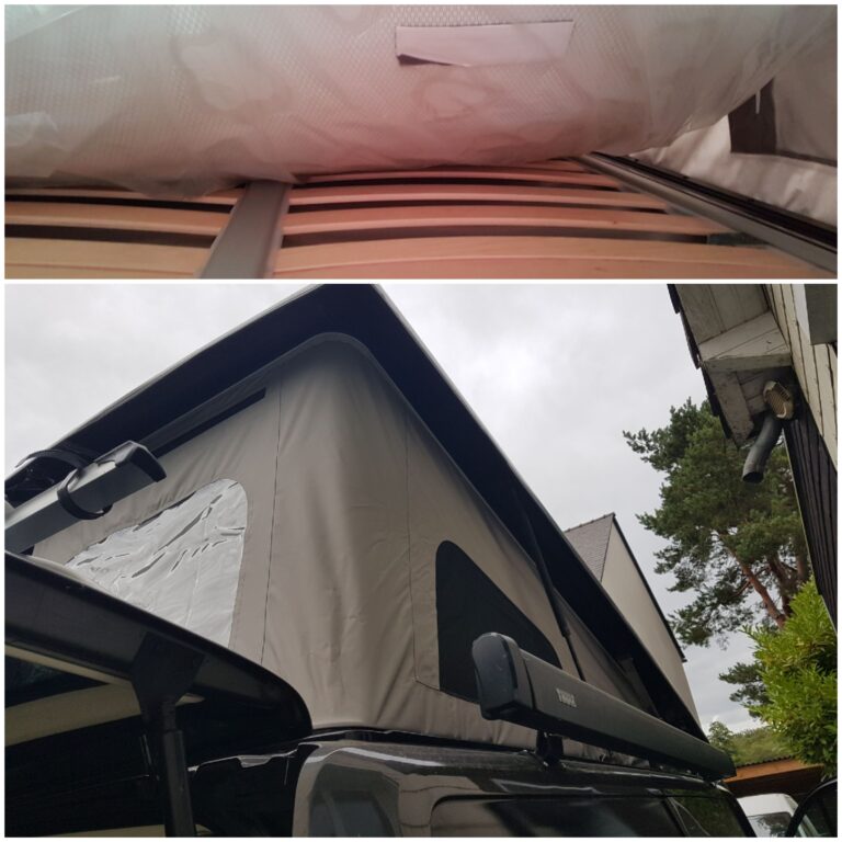 Tente de toit sur véhicule par temps nuageux